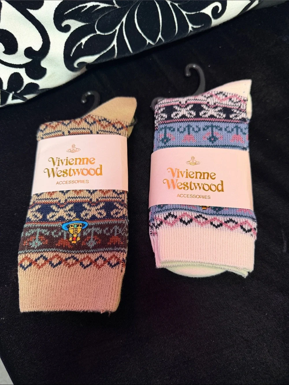 Vivienne Westwood Pink & Beige Fair Isle Pattern Socks - Set of 2